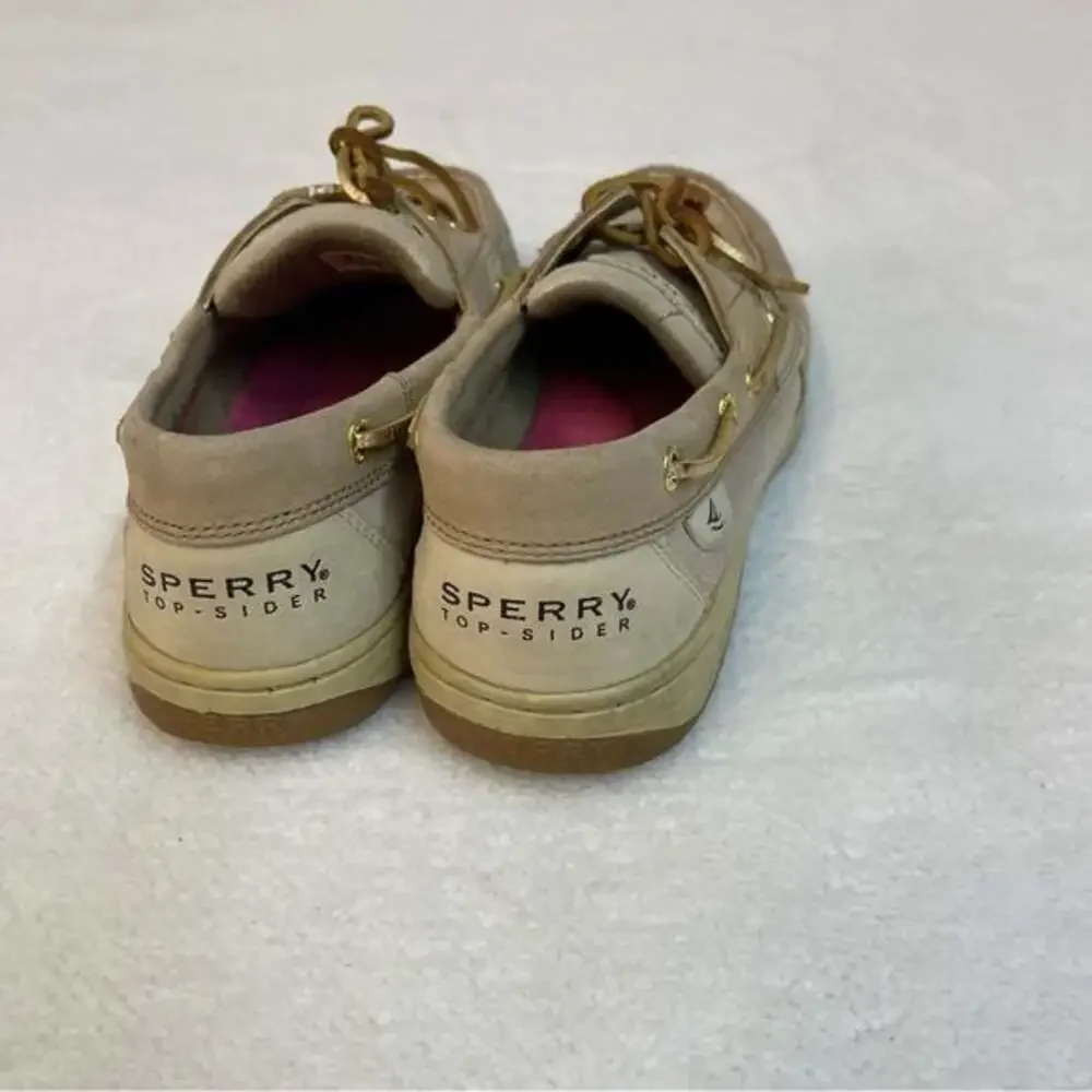 SPERRY TOP SIDER Bluefish Linen Gold Suede Leather Boat Shoes Women's Size US 8